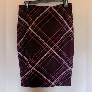 NY & Co. purple plaid pencil skirt